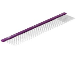 Hello Pet. Расческа алюминиевая с овальной фиолетовой ручкой, 25 см, зуб 3,4 см, 20/80